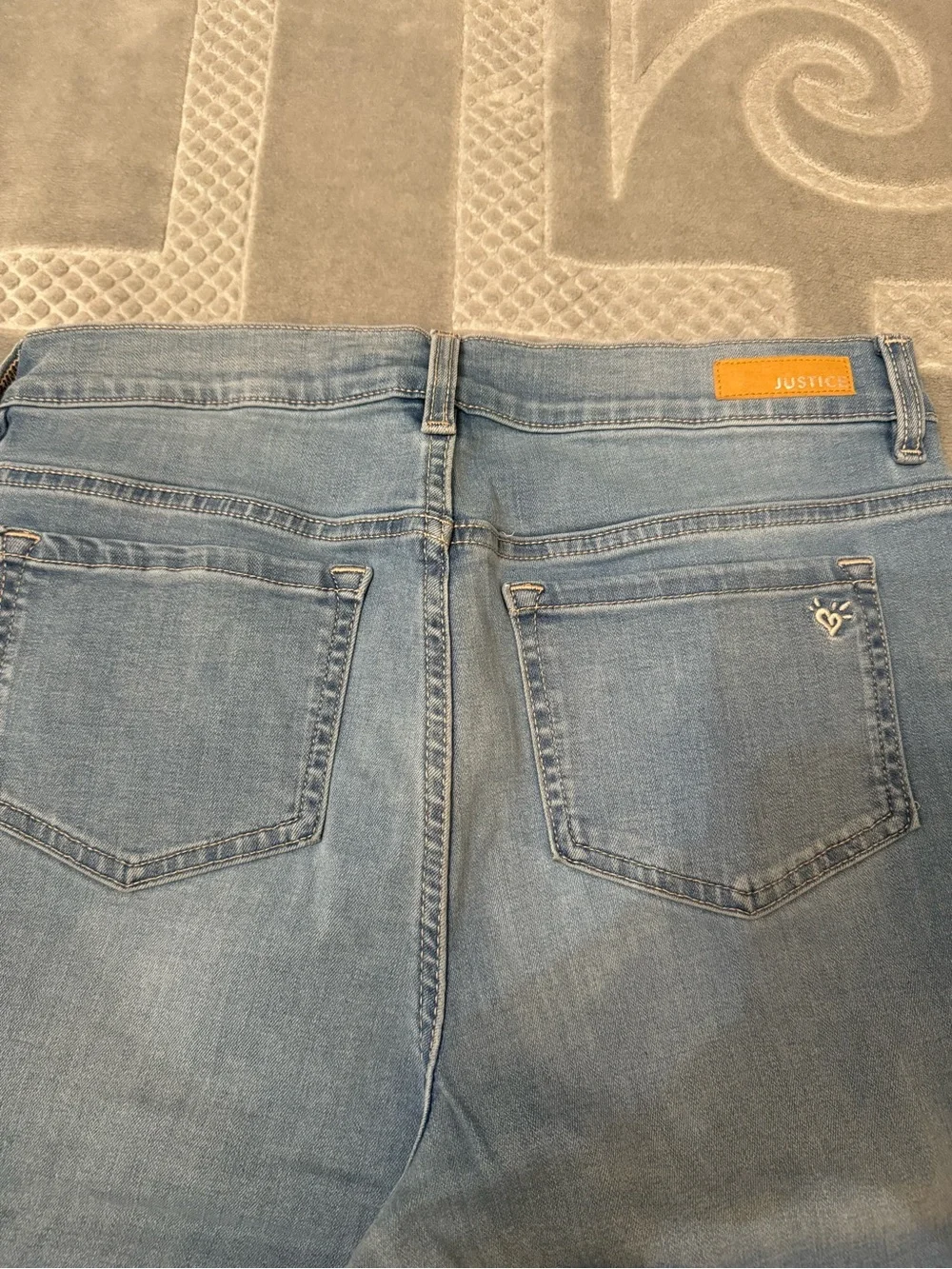 Justice Girls' Light Wash Star-Studded Distressed Jeans